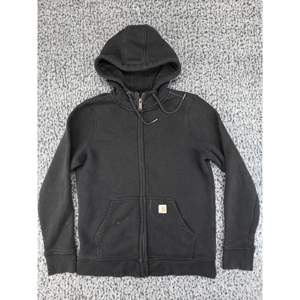 Carhartt Zip-Up Hoodie Boys Medium 8-10 Black Relaxed Fit 102788 001